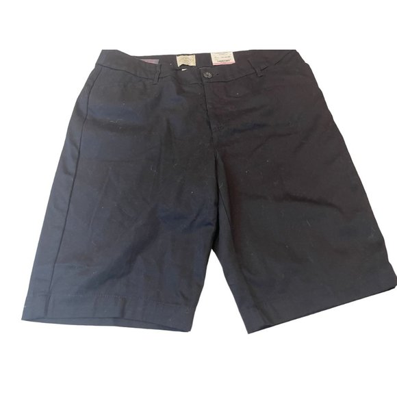 NWT St Johns Bay Women Bermuda Shorts Classic Fit Mid Rise Cotton Black Size 16W - Picture 1 of 12